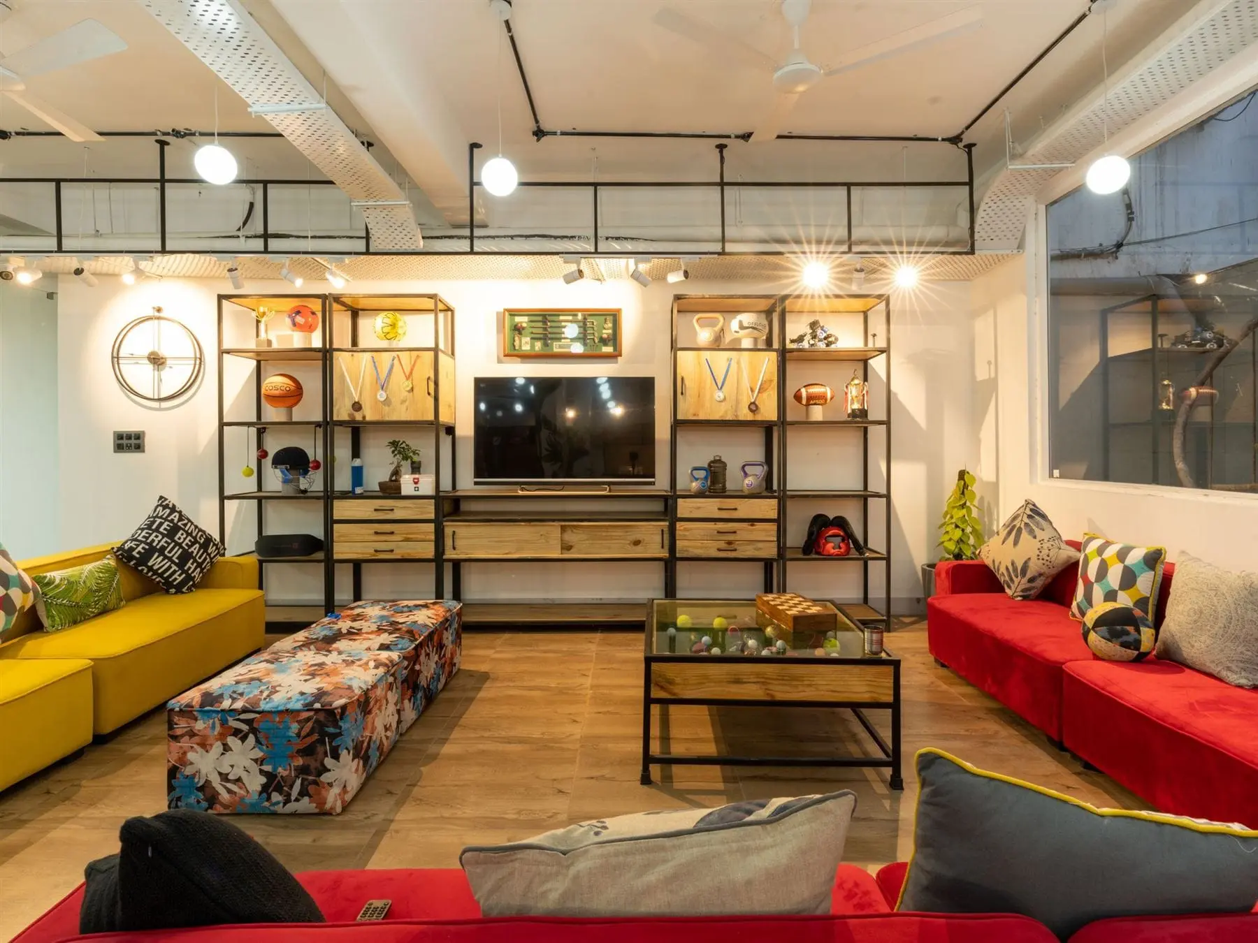 The colourful lounge at Commune Greenwood