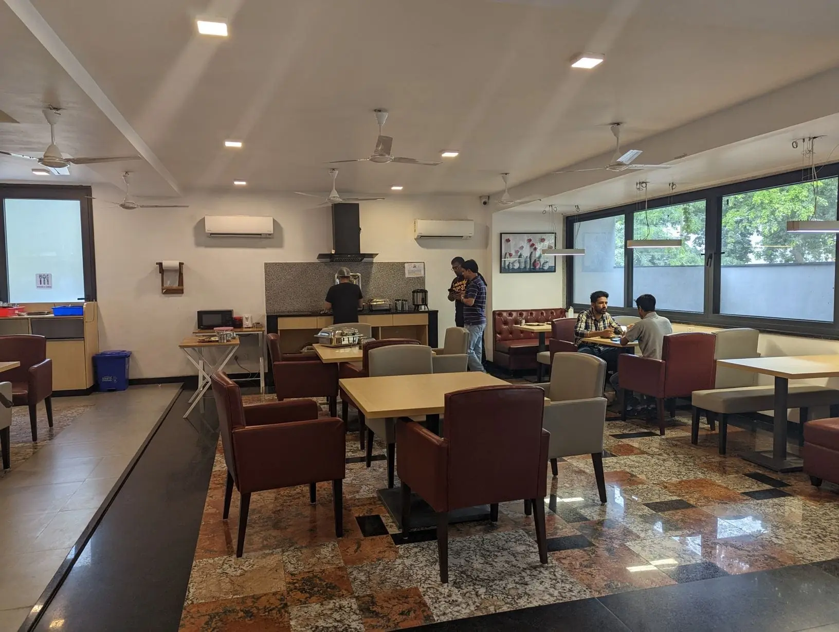 The lounge and dining room at Commune Prime