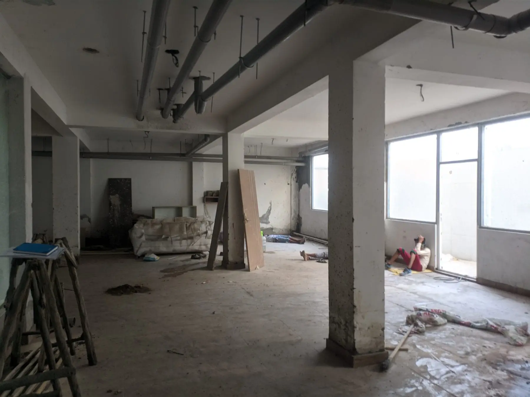 The bare concrete shell at Commune Greenwood before work started, October 2021