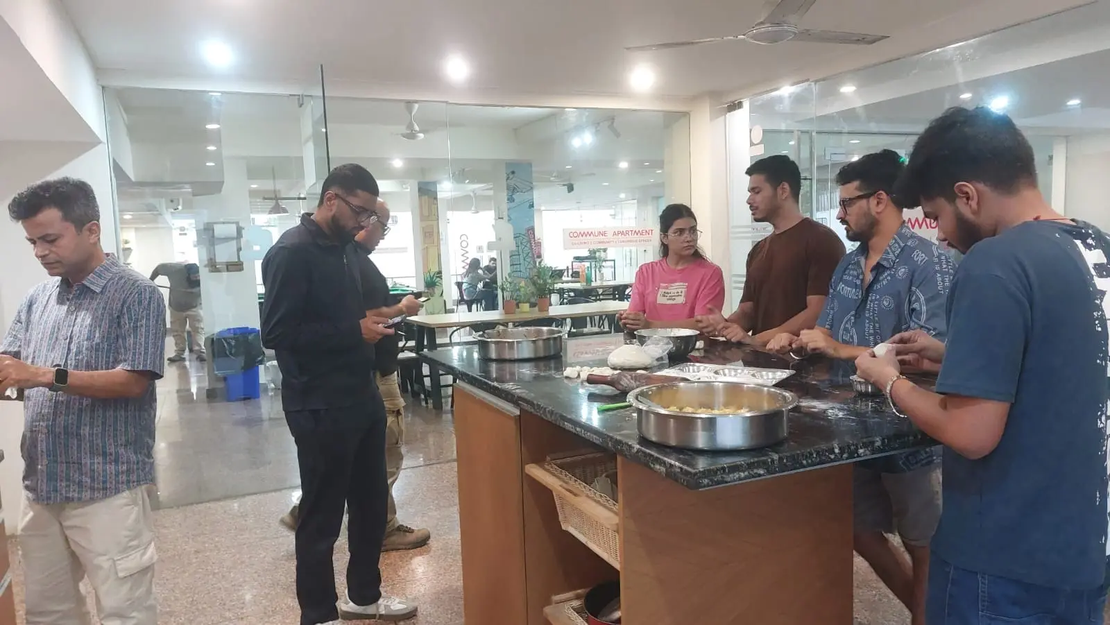 The self-help community kitchen at Commune Nova, set up for the momo workshop