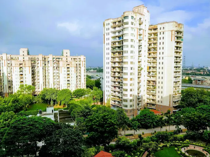 Essel Tower's residential towers rising above landscaped gardens
